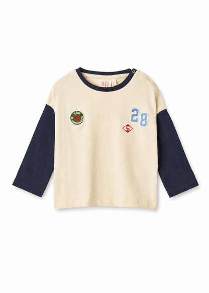 Flöss Eskil Blouse - Gentle Cream-Navy — front view