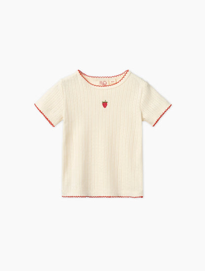 Flöss Flora SS Pointelle Blouse - Gentle Cream