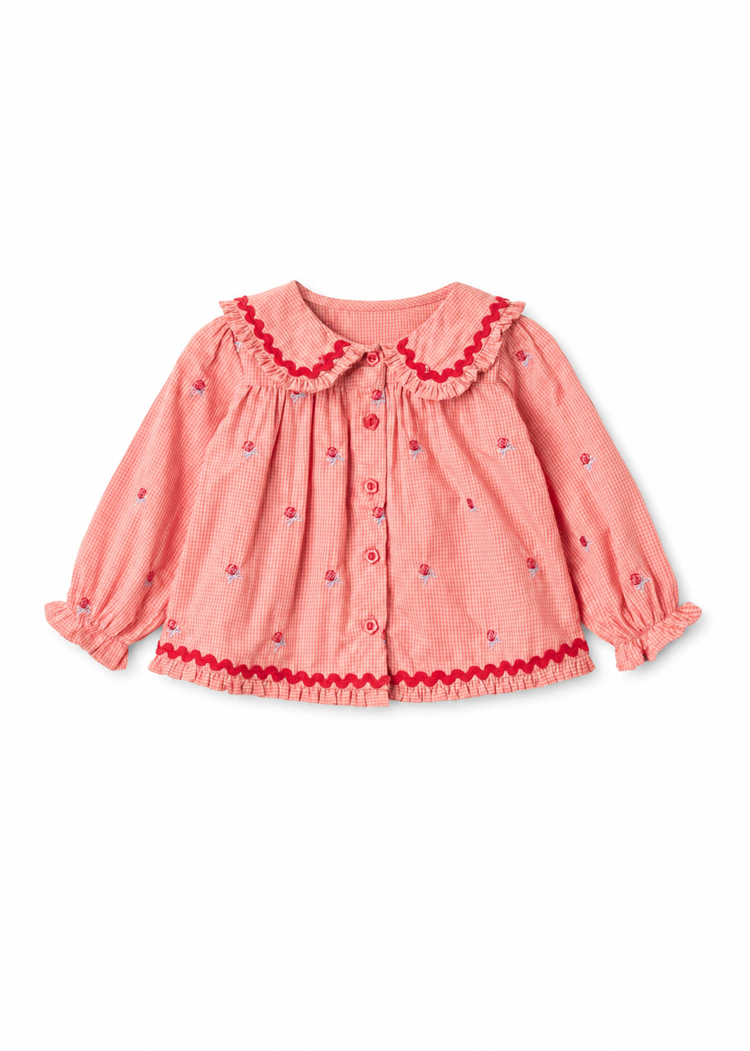 Flöss Sonja Blouse - Pink Rose Gingham — front view