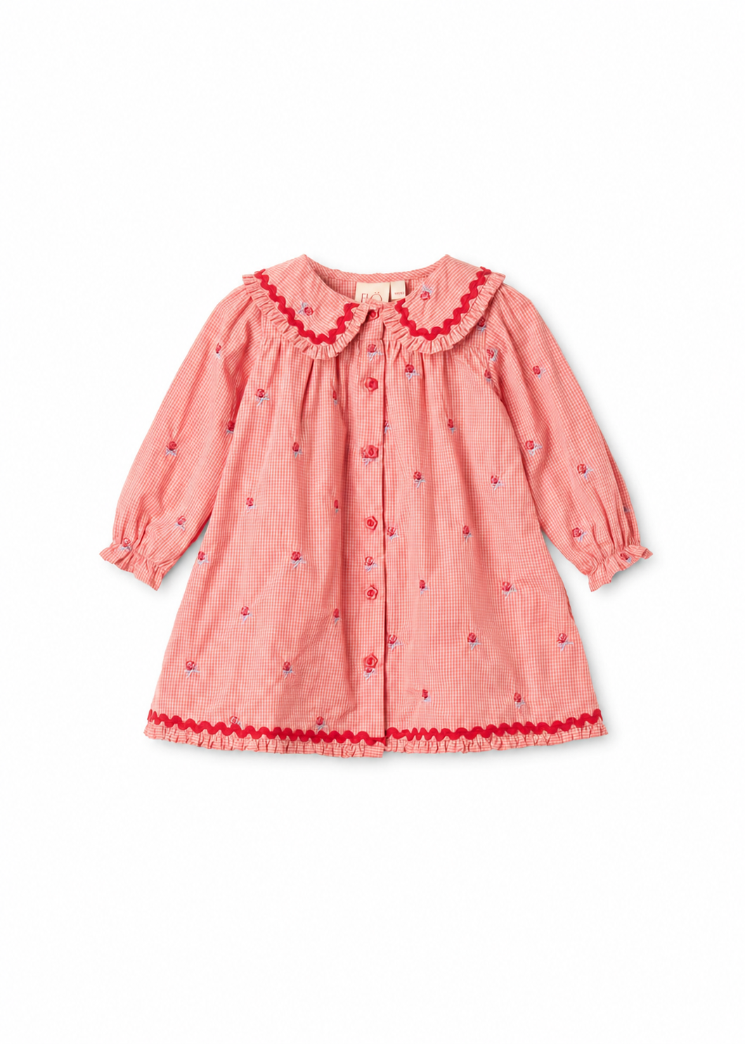 Flöss Sonja Dress - Pink Rose Gingham — front view