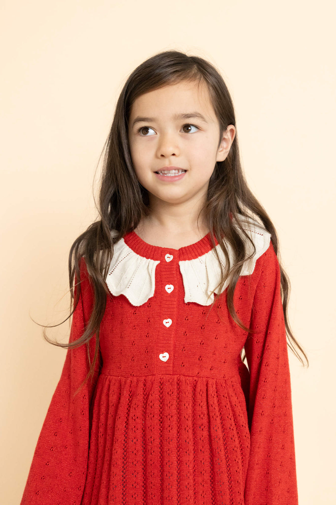 Flöss Dora Dress - Poppy Red Glitter detail