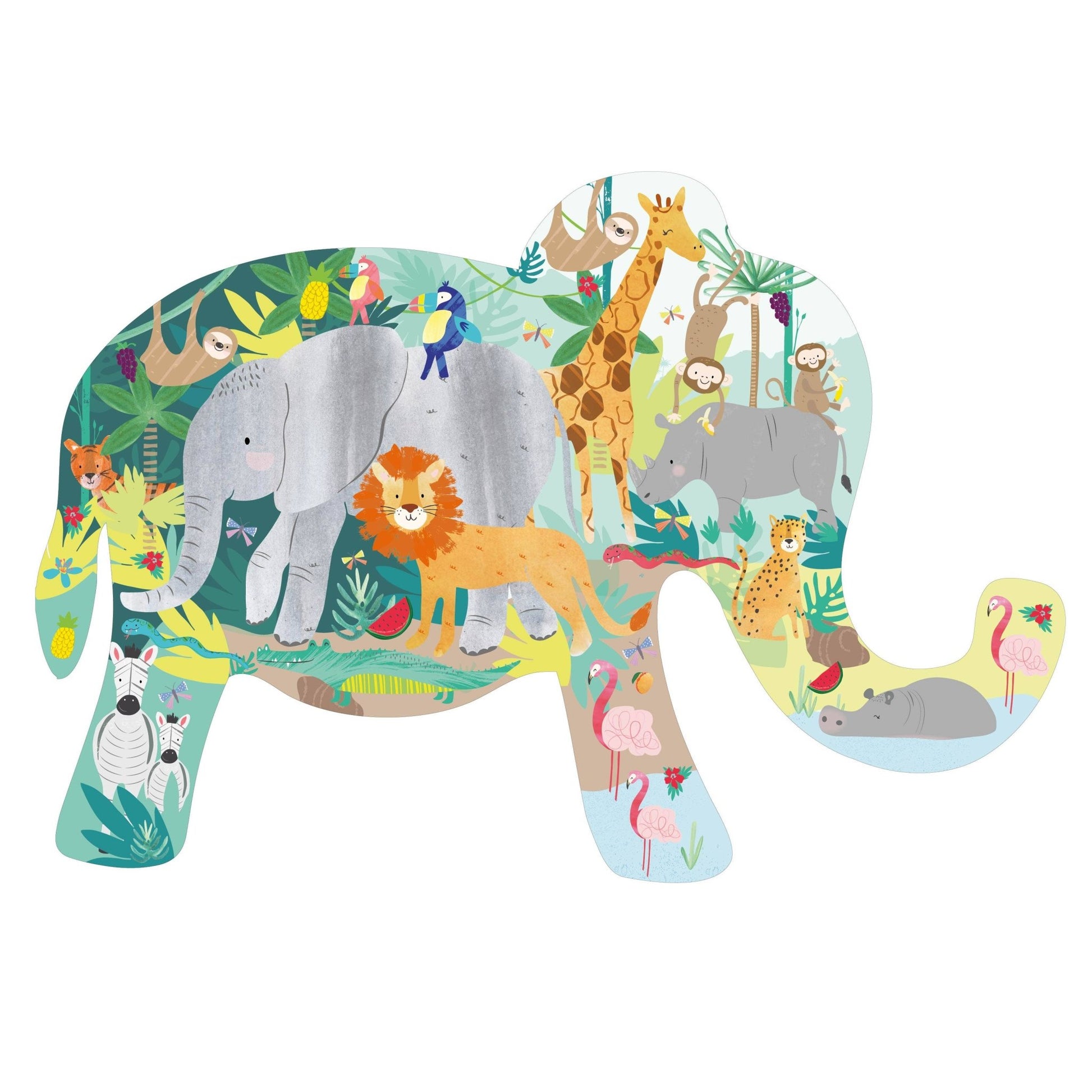 Floss and Rock - 40pc Jigsaw in Shaped Box - Jungle Floss and Rock - enjoykidsus