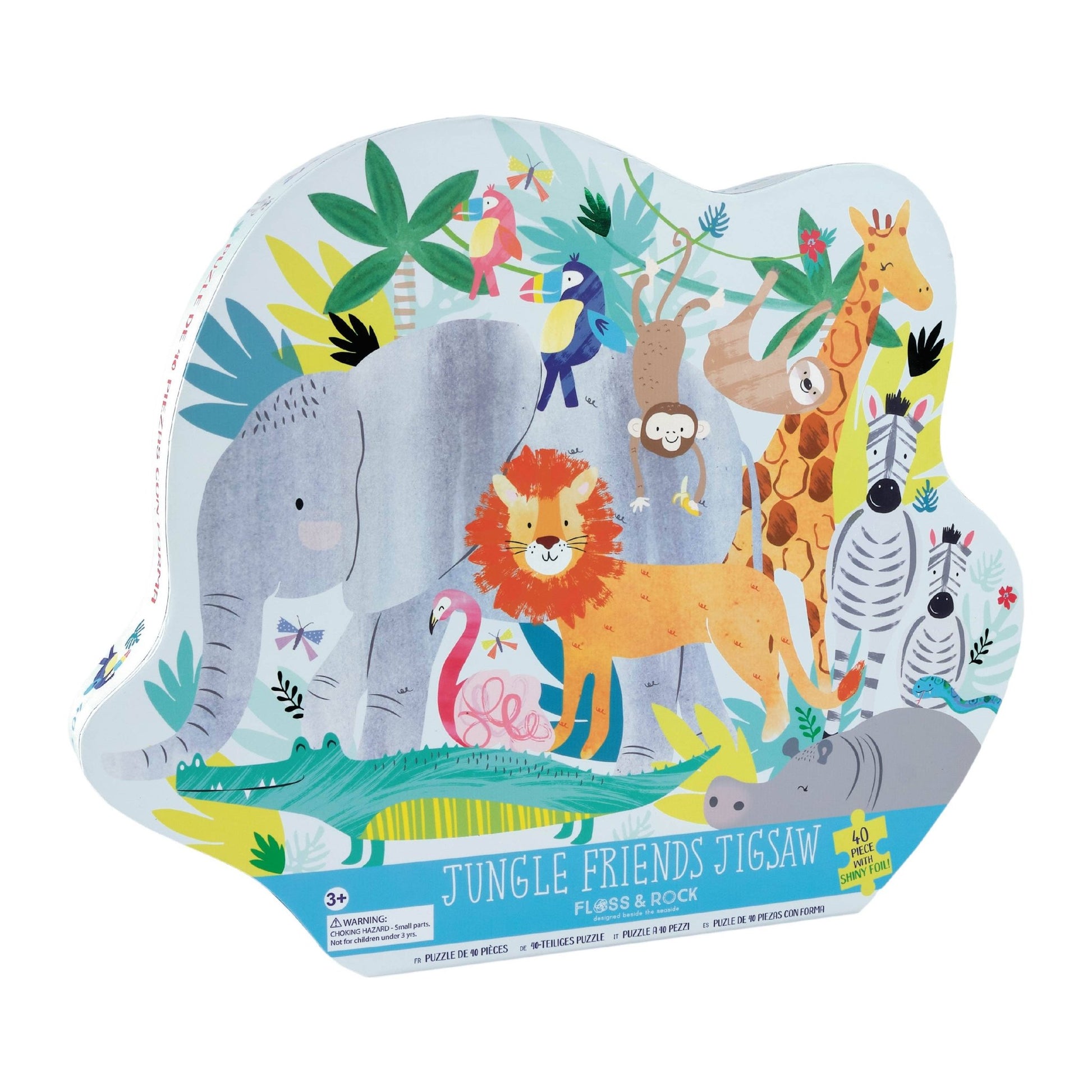 Floss and Rock - 40pc Jigsaw in Shaped Box - Jungle Floss and Rock - enjoykidsus