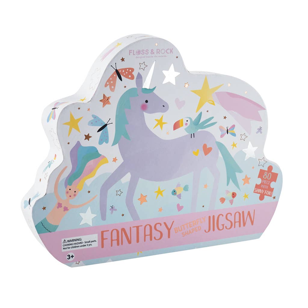 Floss and Rock - Fantasy 80pc " Butterfly" Shaped Jigsaw with Shaped Box Floss and Rock - enjoykidsus