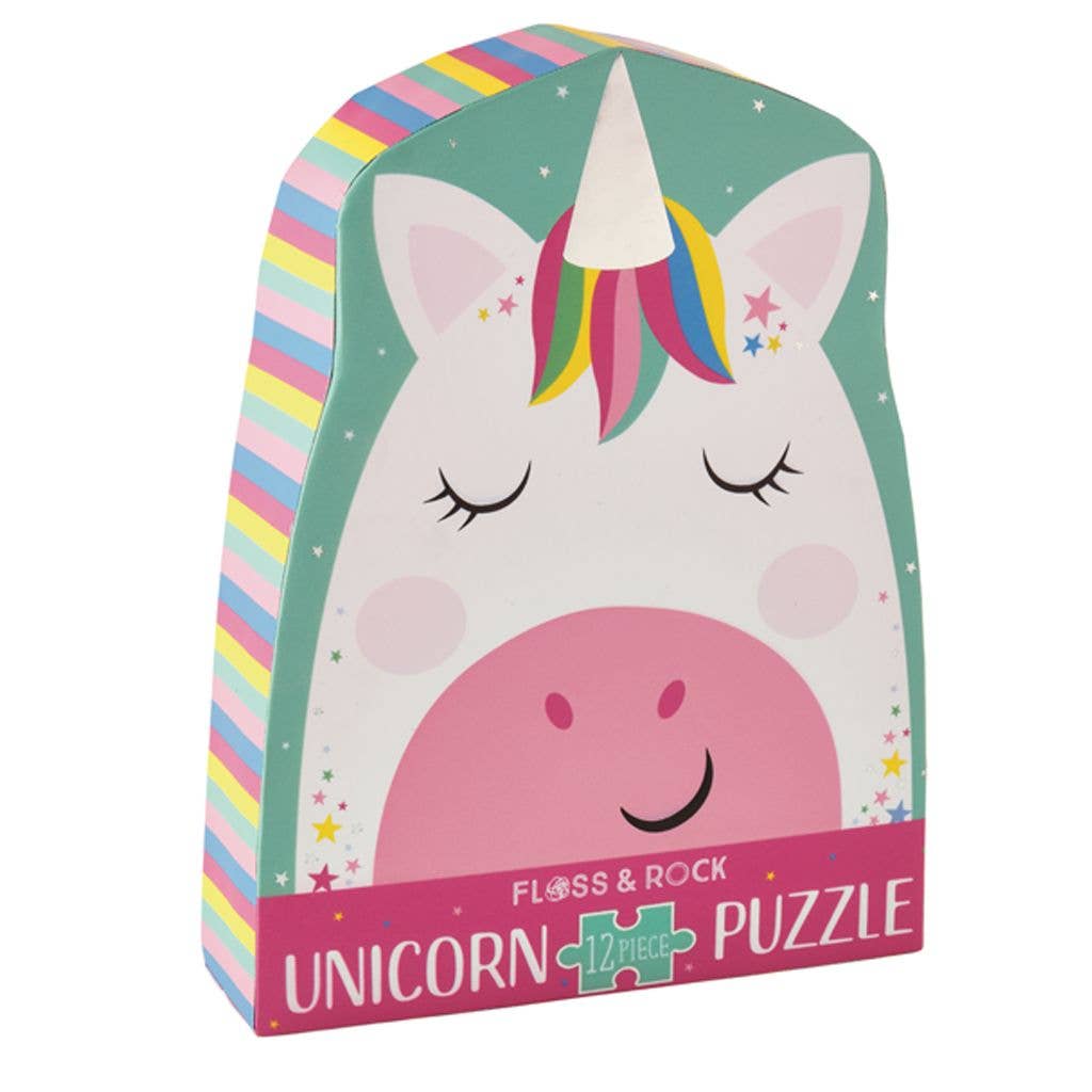 Floss and Rock - Rainbow Unicorn 12pc Shaped Jigsaw with Shaped Box Floss and Rock - enjoykidsus