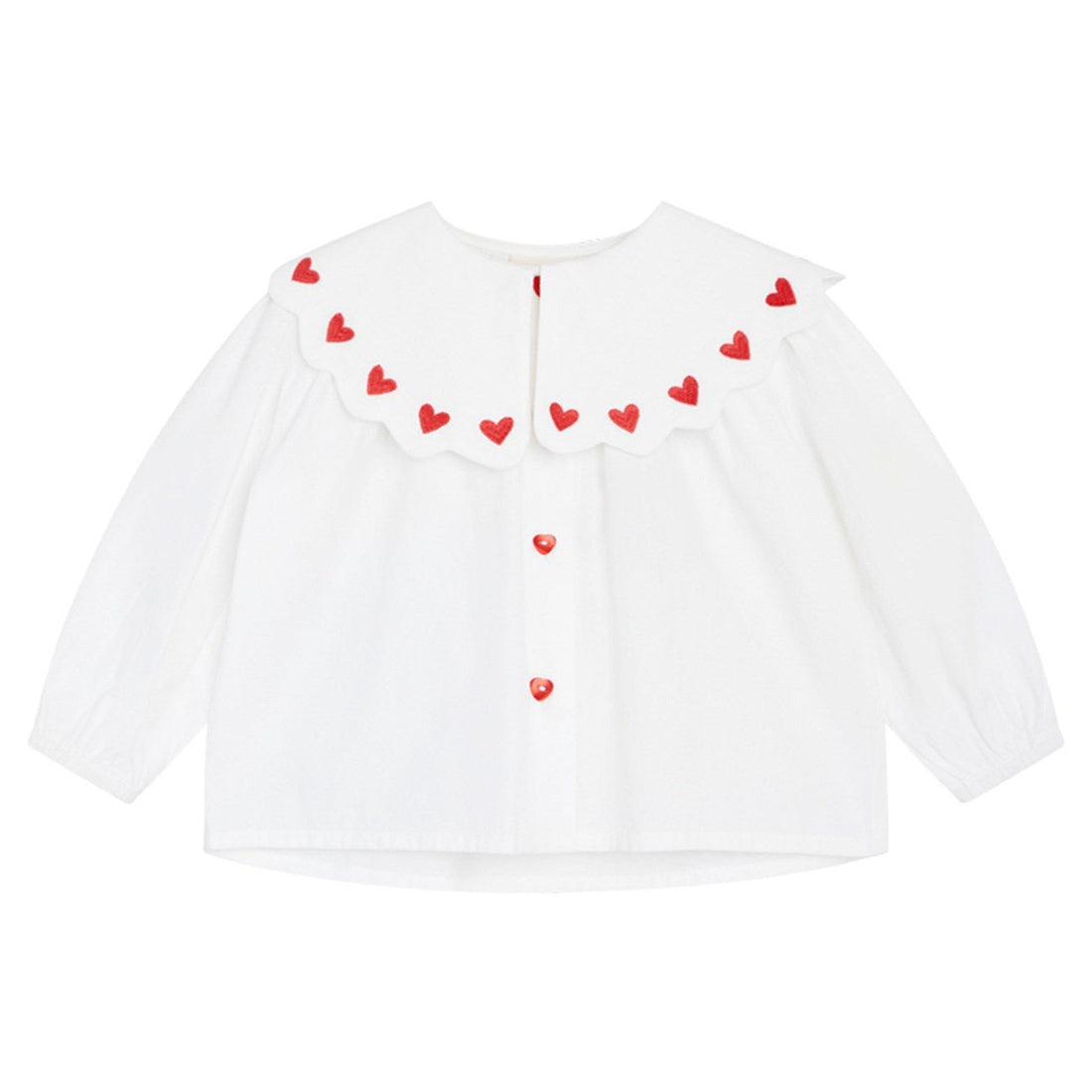 Flöss Ever Blouse – White with Ruby Red Hearts Flöss