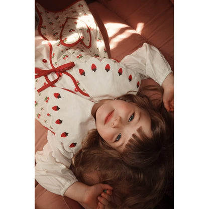 Flöss Everlyn Long Sleeve Blouse – Bright White with Berry Embroidery Flöss