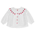 Flöss Everlyn Long Sleeve Blouse – Bright White with Berry Embroidery Flöss