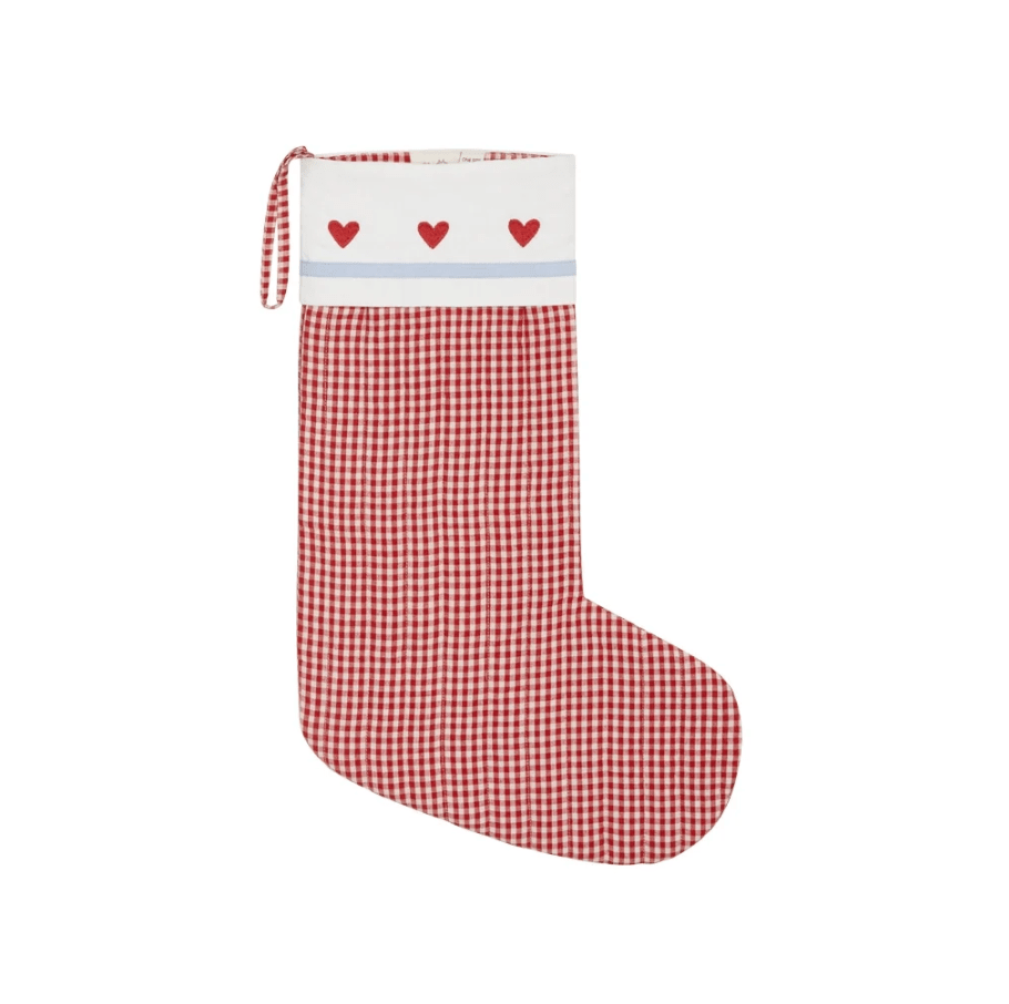 Flöss Red Gingham Christmas Stocking with Heart Trim Flöss