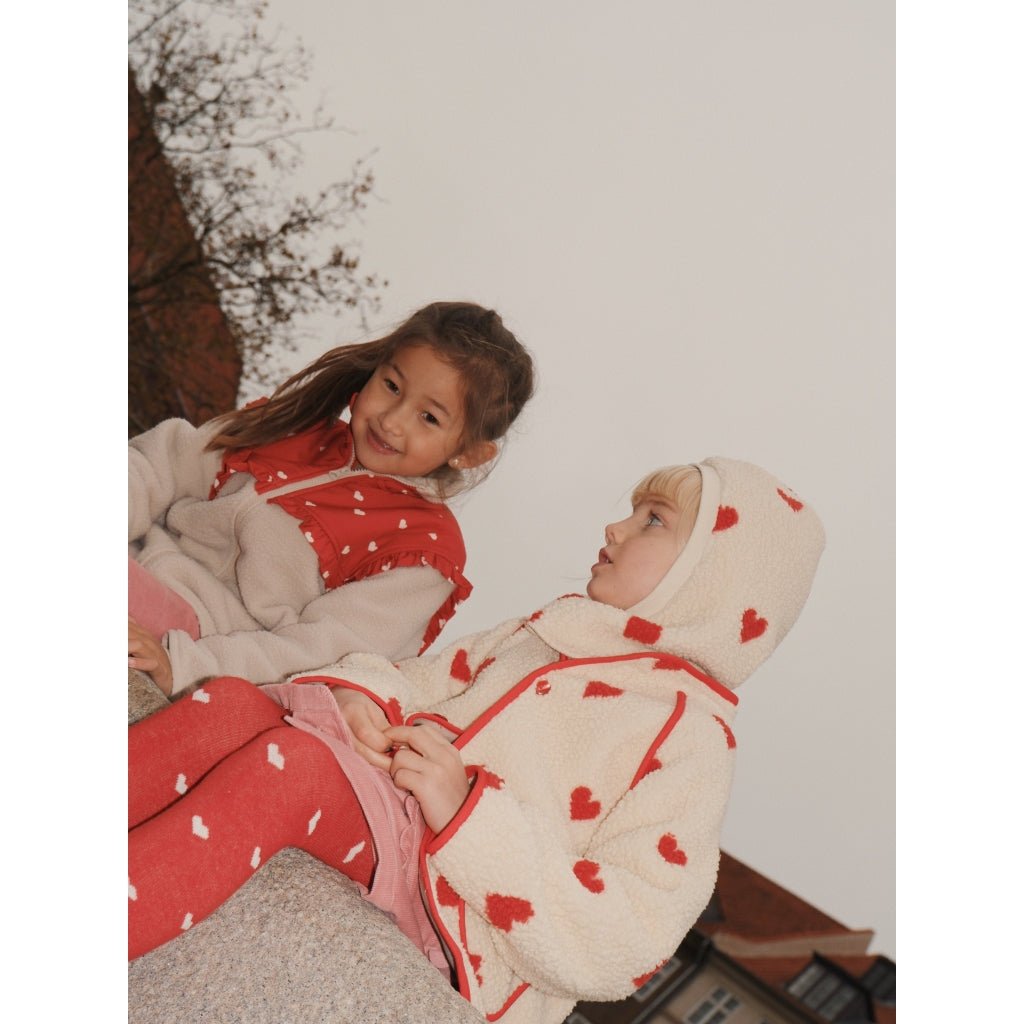 Flöss Simone Balaclava – Soft White with Red Hearts Flöss