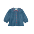 Flöss Vilma Blouse – Mid Blue Strawberry | Kids Denim Top Flöss