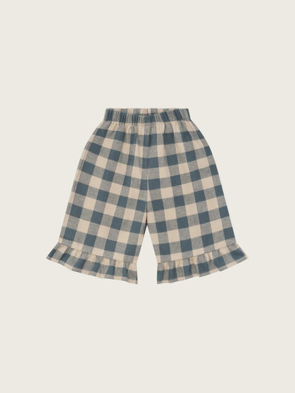 Organic Zoo Fog Blue Gingham Frill Culottes image 1