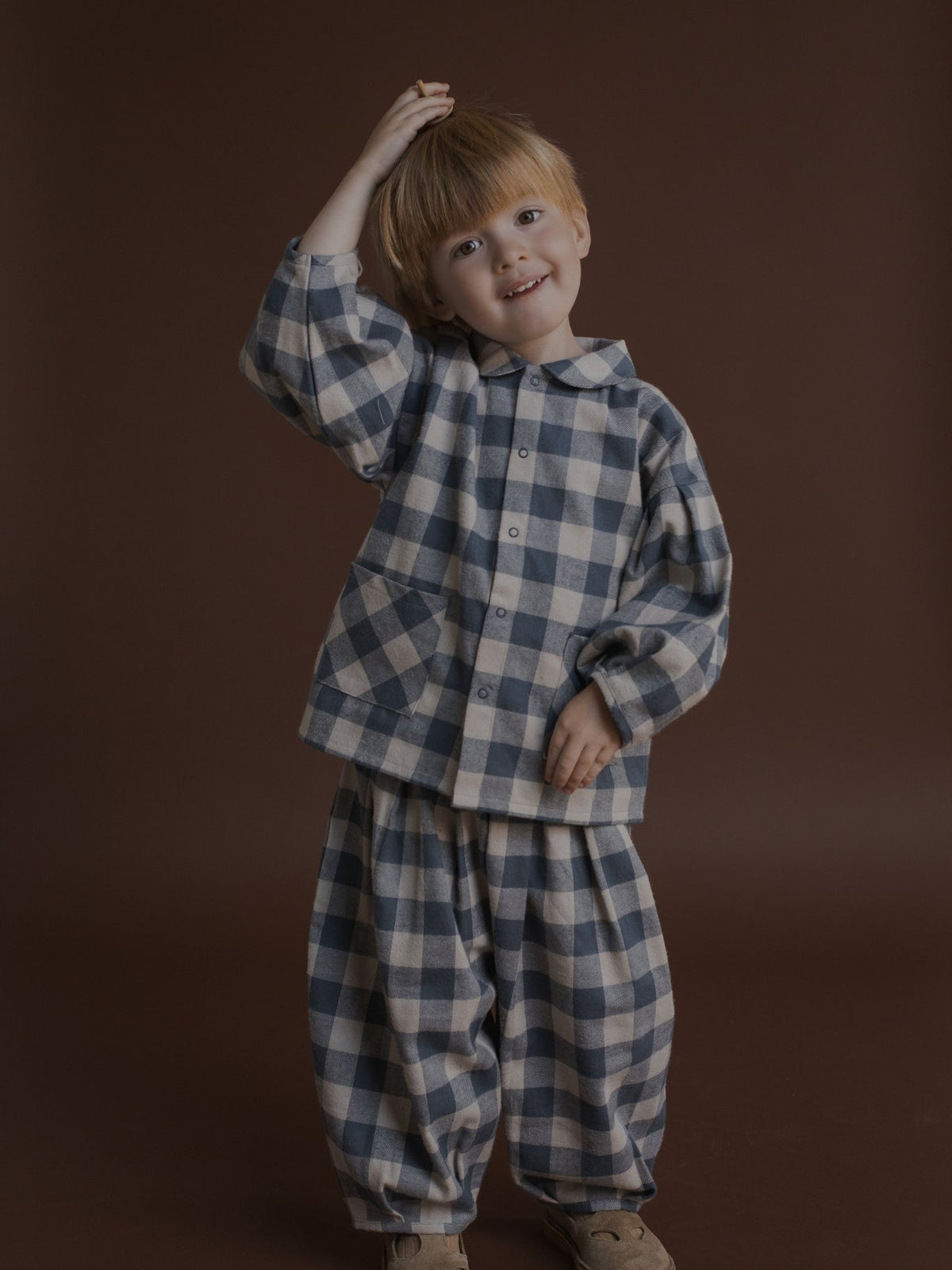 Organic Zoo Fog Blue Gingham Lodge Pants image 2