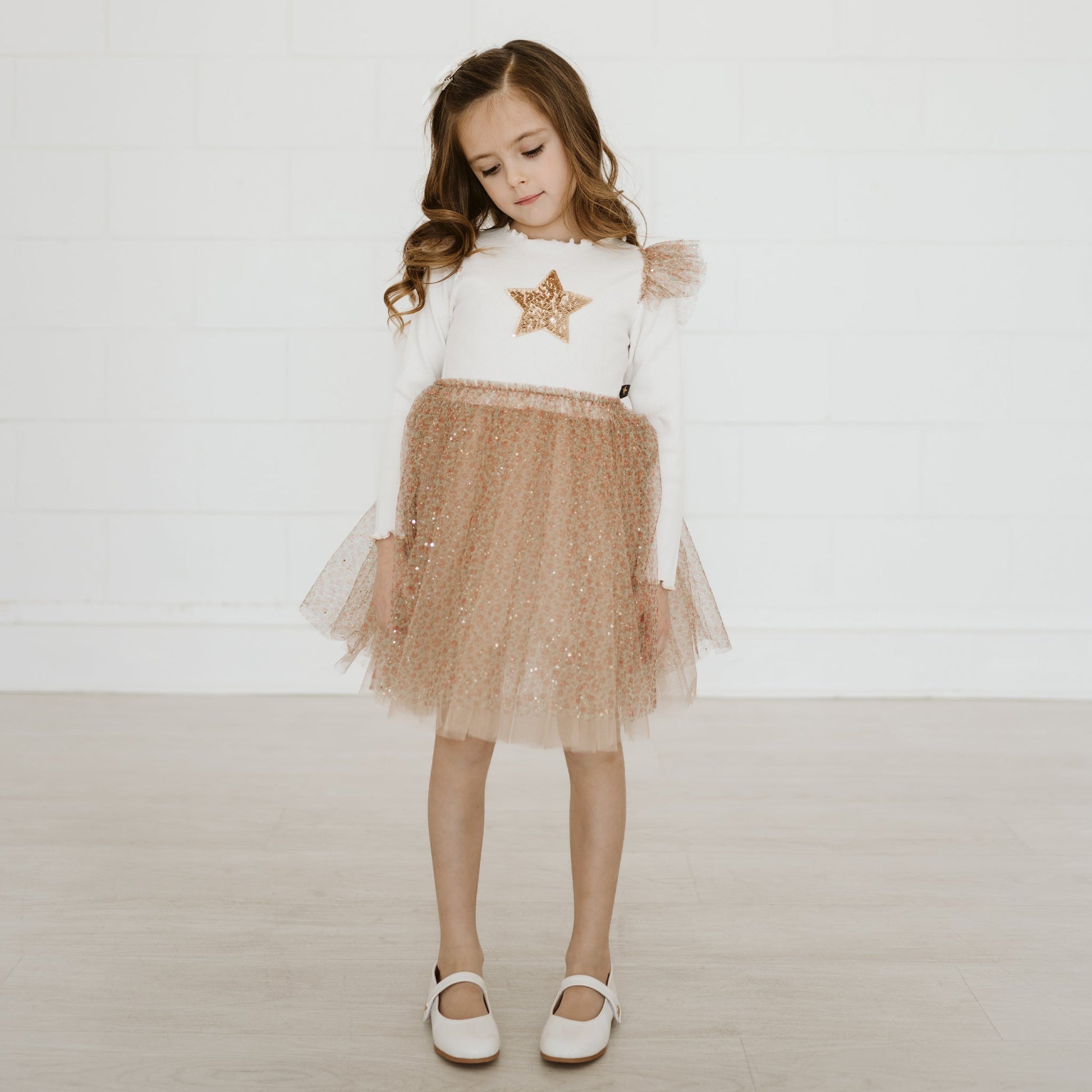 Frill Flower Tutu - Gold Petite Hailey - enjoykidsus