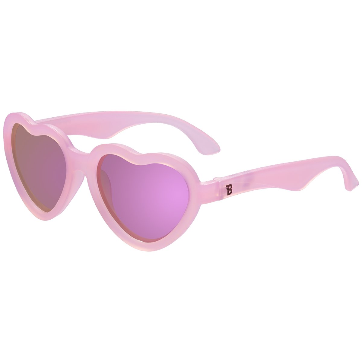 Babiators Frosted Pink Heart | Purple Polarized Mirrored Lenses Babiators