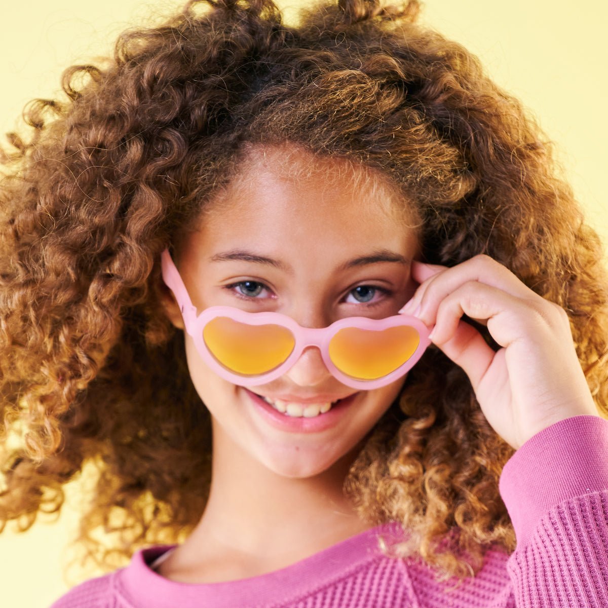 Babiators Frosted Pink Heart | Purple Polarized Mirrored Lenses Babiators