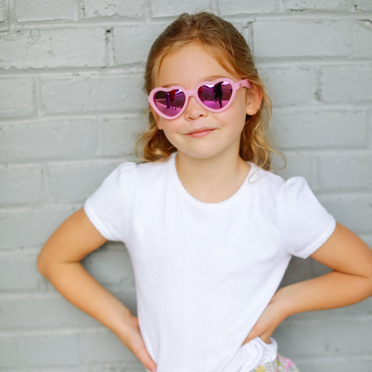 Babiators Frosted Pink Heart | Purple Polarized Mirrored Lenses Babiators
