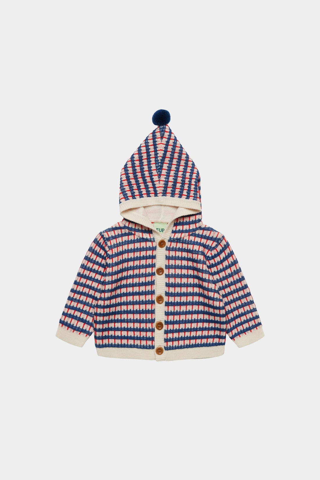 FUB Baby Multi Cardigan - Ecru/Deep Indigo/Classic Red