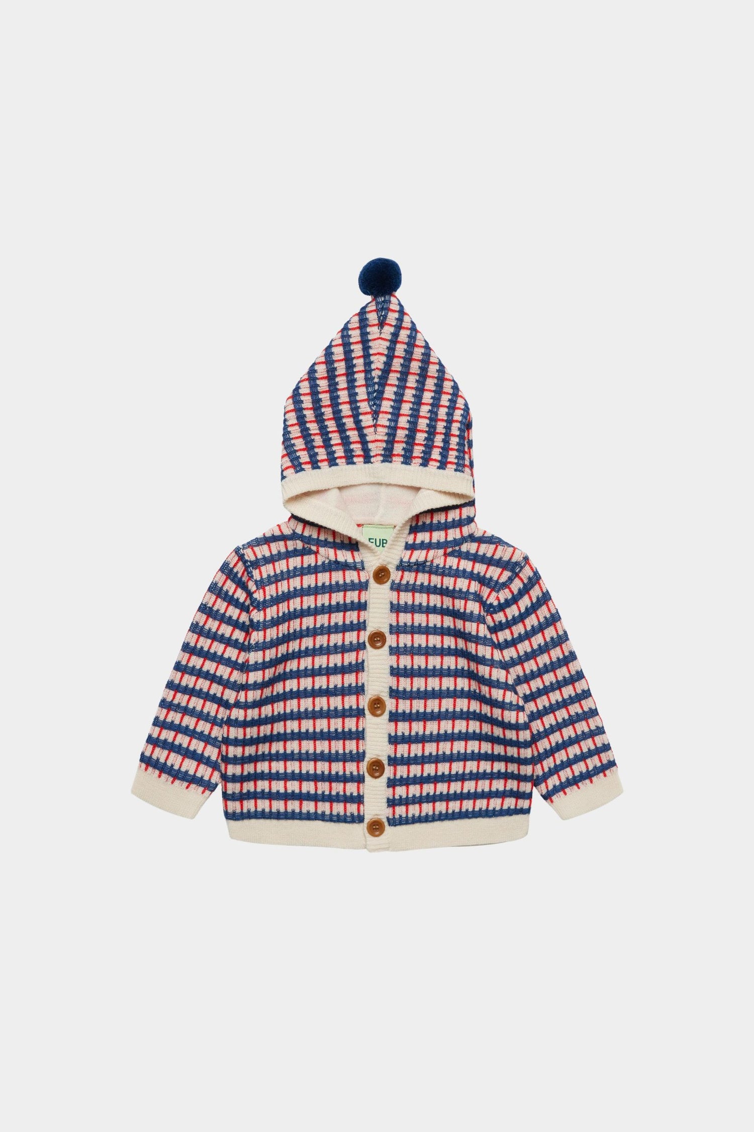 FUB Baby Multi Cardigan - Ecru/Deep Indigo/Classic Red
