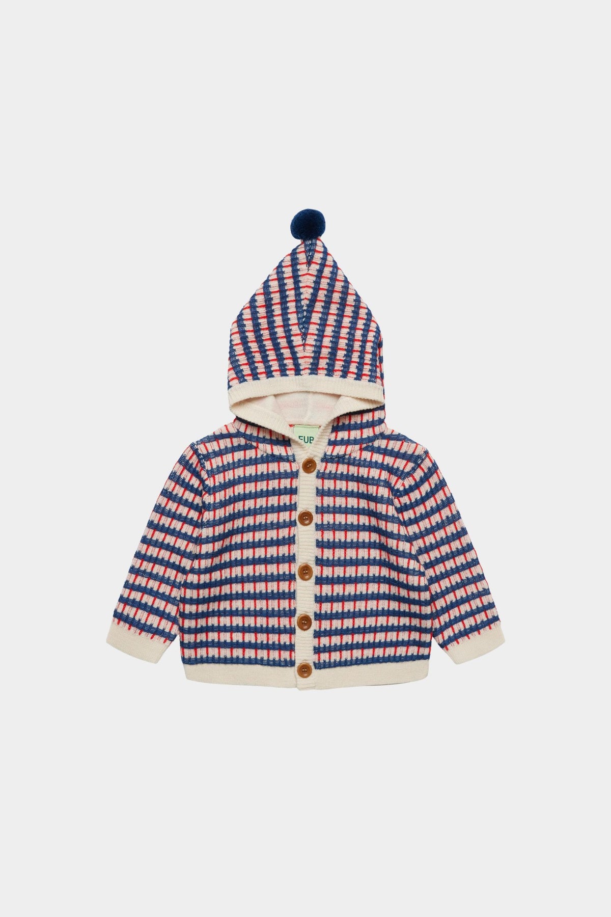 FUB Baby Multi Cardigan - Ecru/Deep Indigo/Classic Red