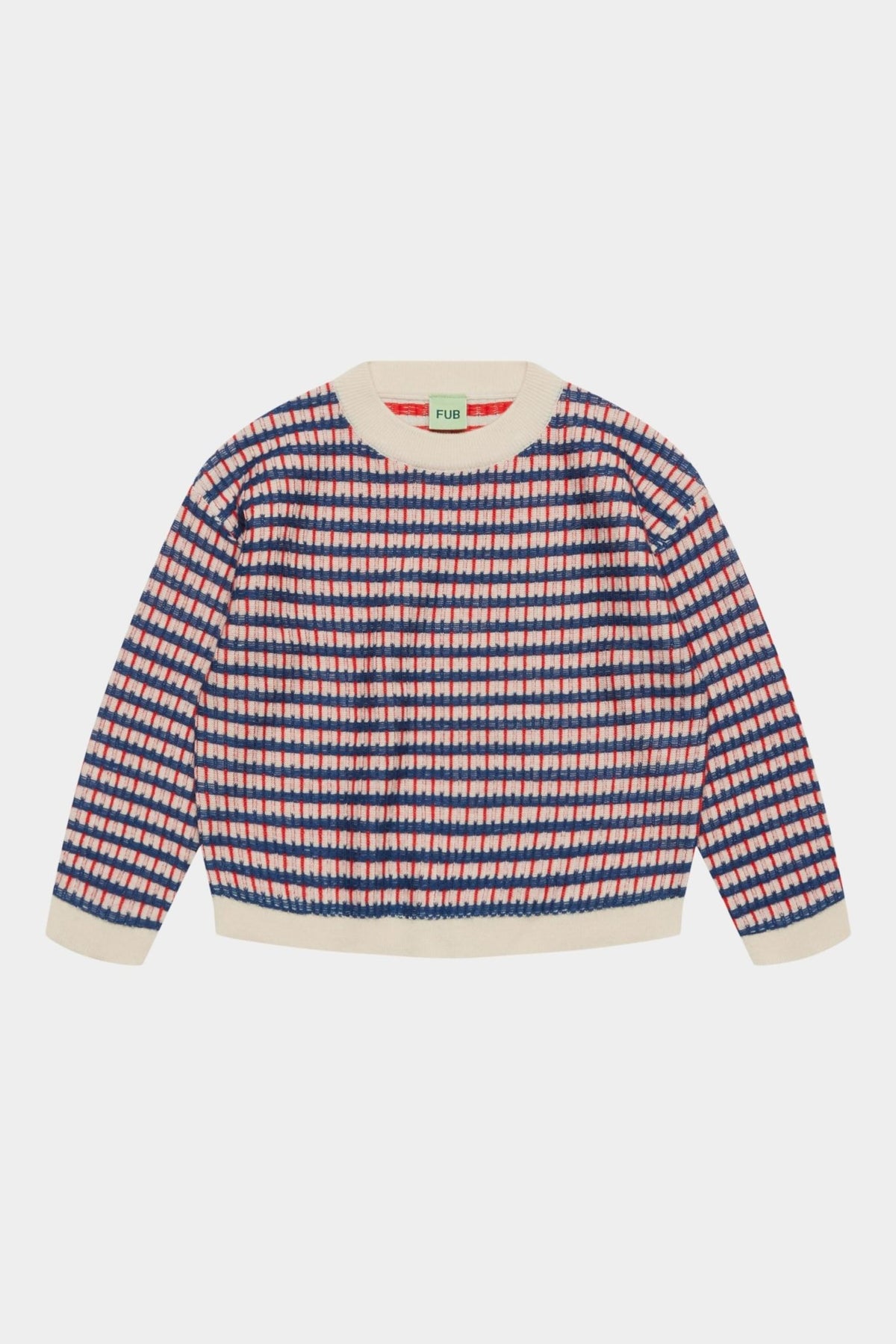 FUB Multi Sweater - Ecru/Deep Indigo/Classic Red