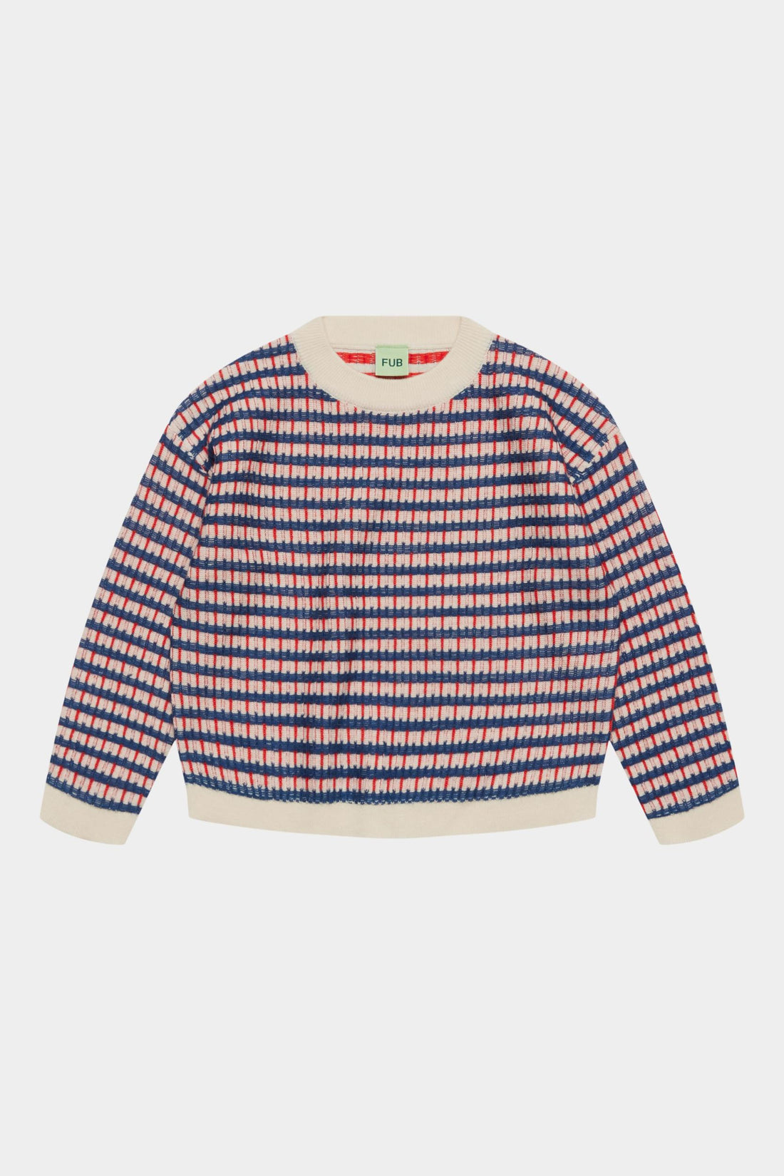 FUB Multi Sweater - Ecru/Deep Indigo/Classic Red