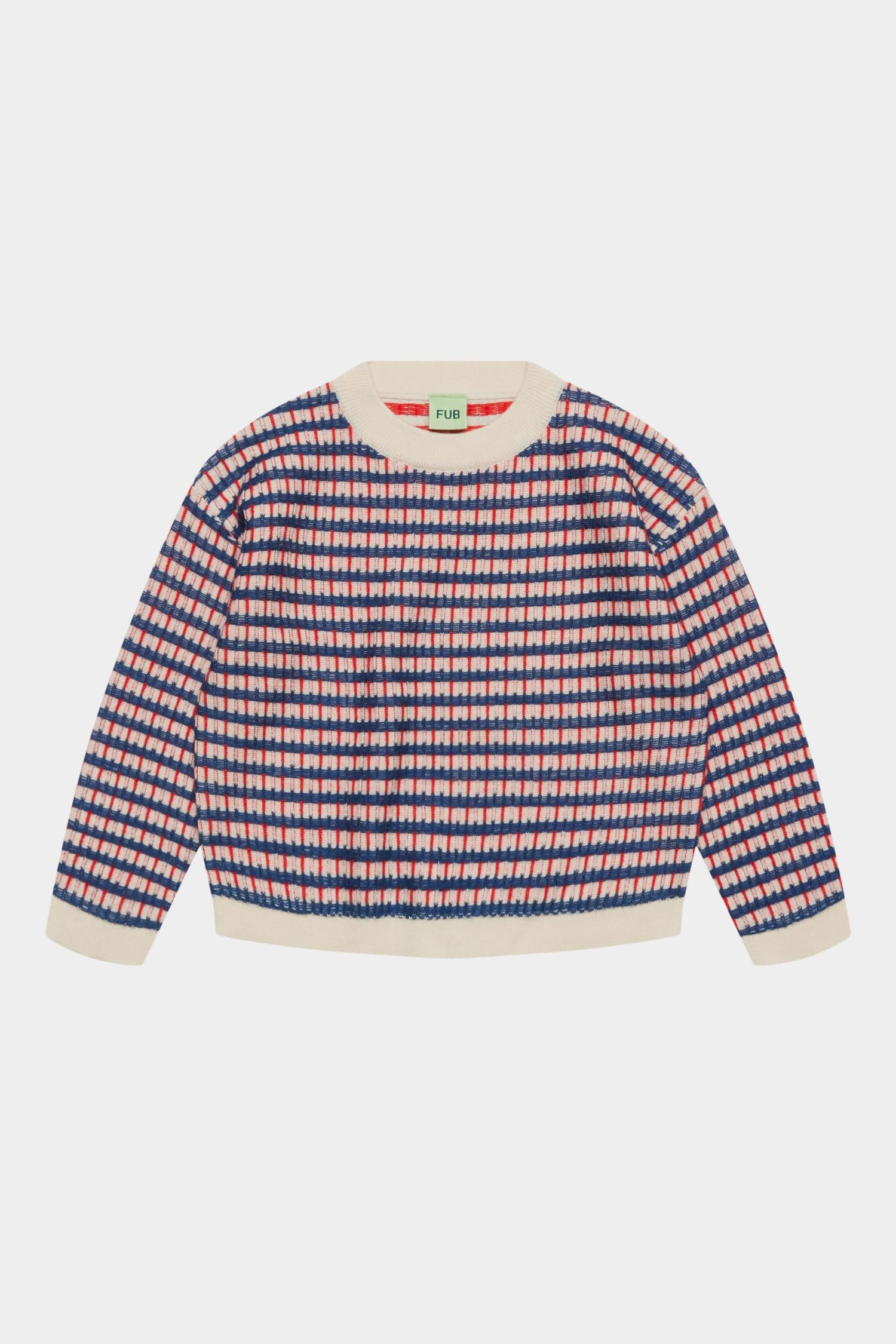 FUB Multi Sweater - Ecru/Deep Indigo/Classic Red