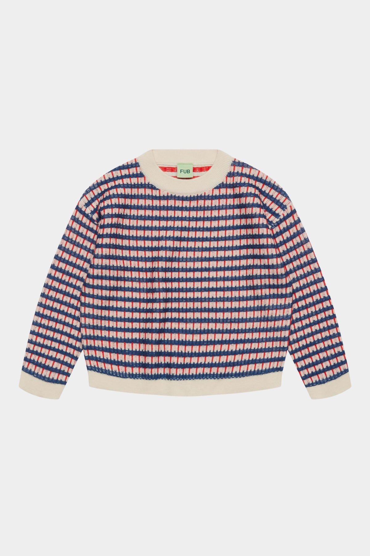 FUB Multi Sweater - Ecru/Deep Indigo/Classic Red