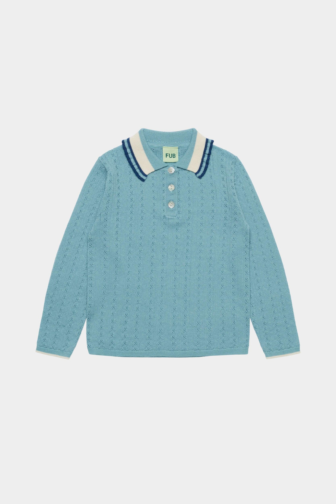 FUB Pointelle Polo - Light Teal