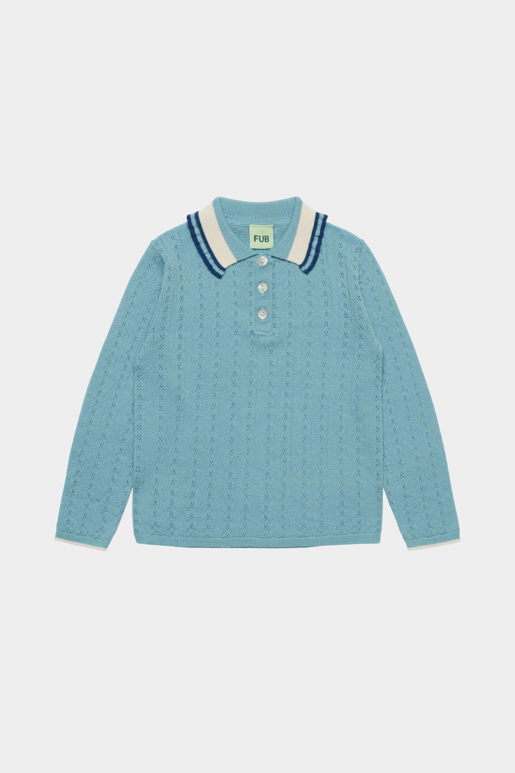 FUB Pointelle Polo - Light Teal