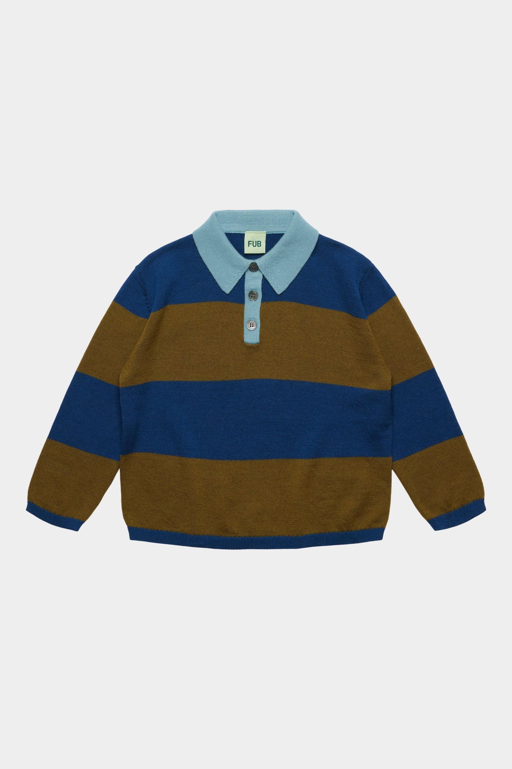 FUB Striped Polo - Deep Indigo/Moss