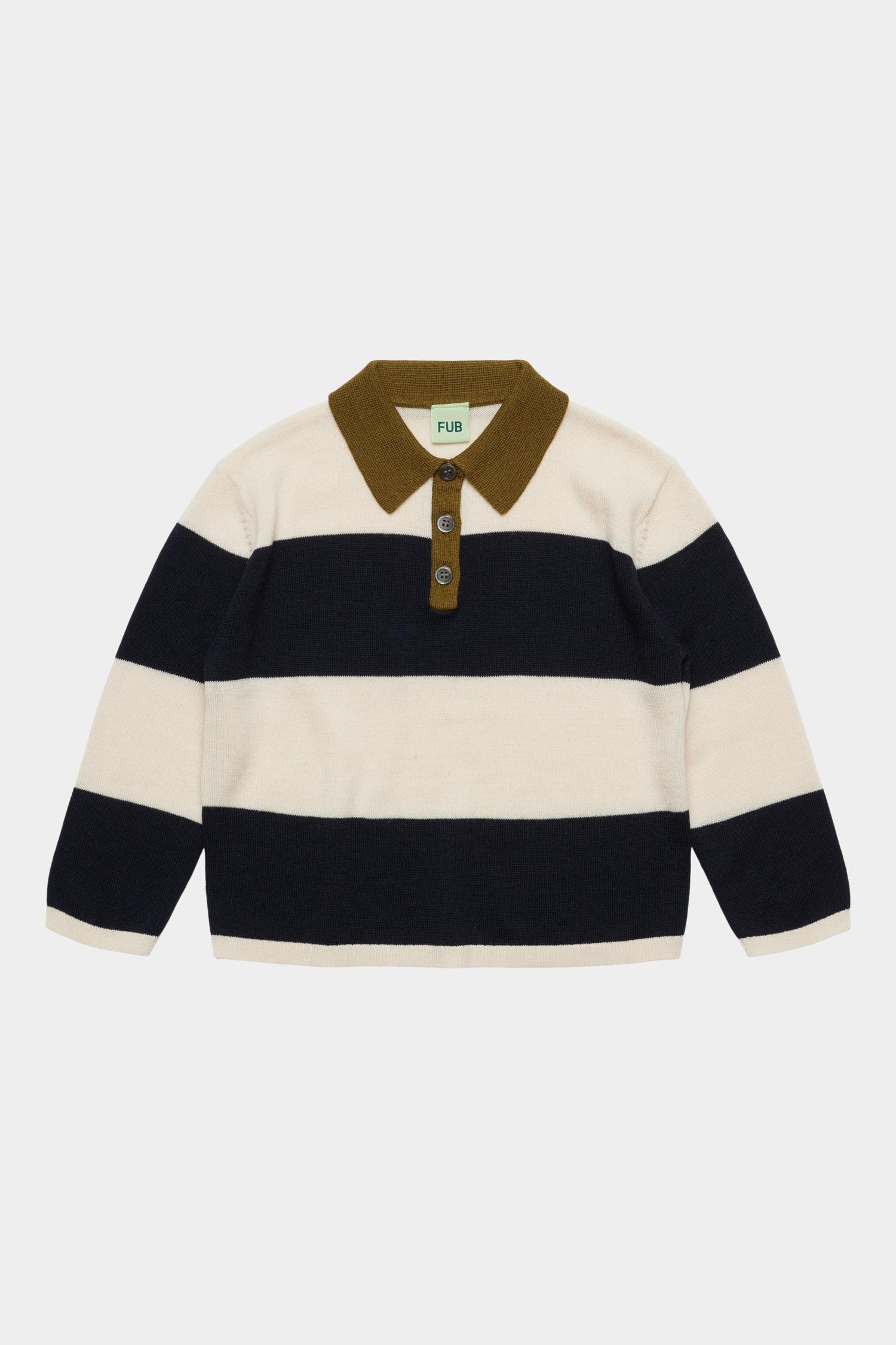 FUB Striped Polo - Ecru/Navy