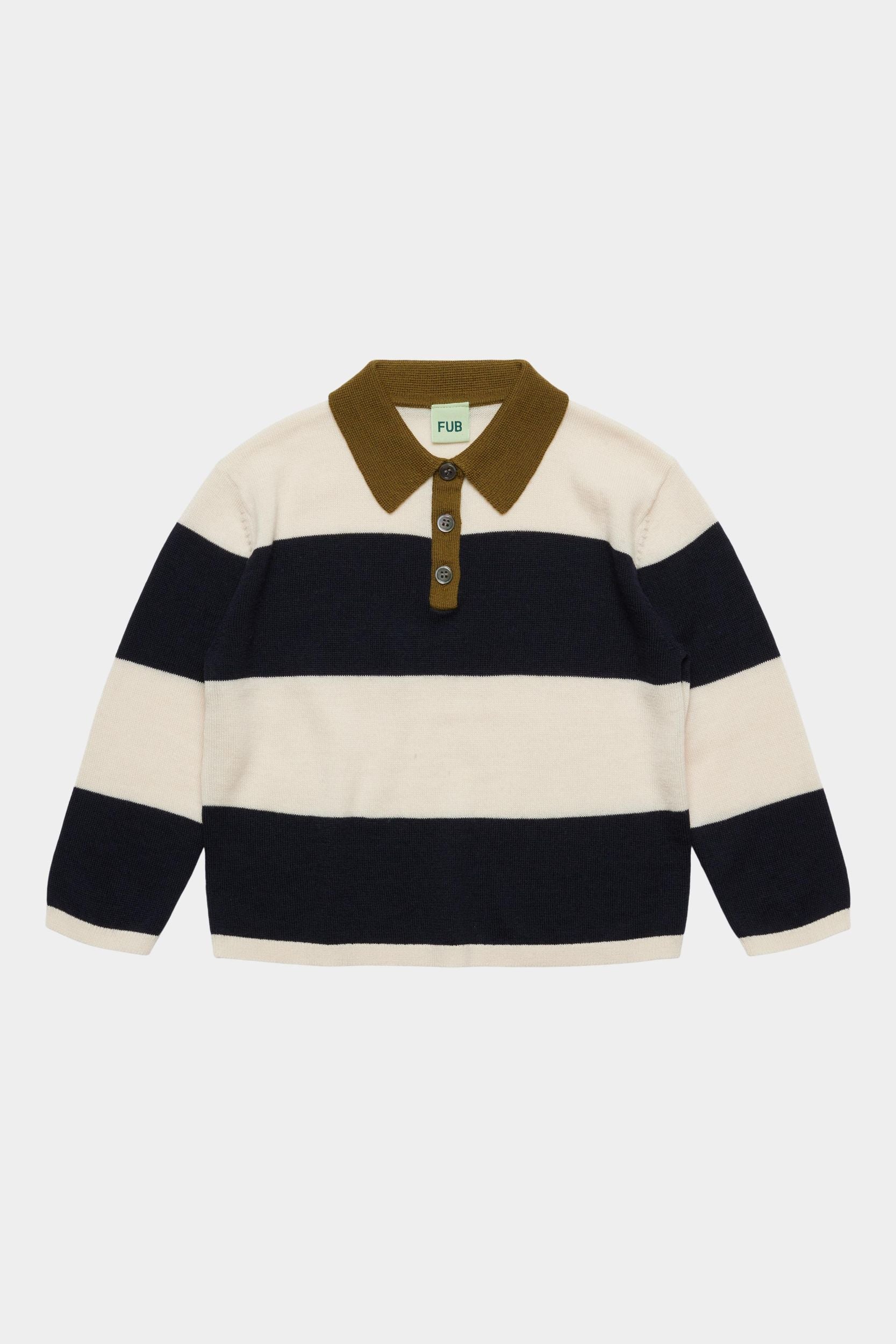 FUB Striped Polo - Ecru/Navy