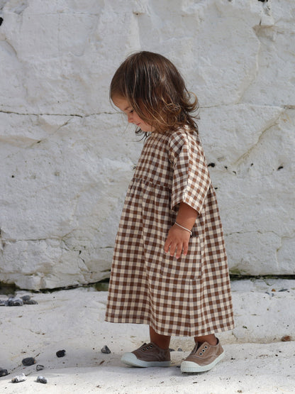 Gingham Gather Dress Organic Zoo - enjoykidsus