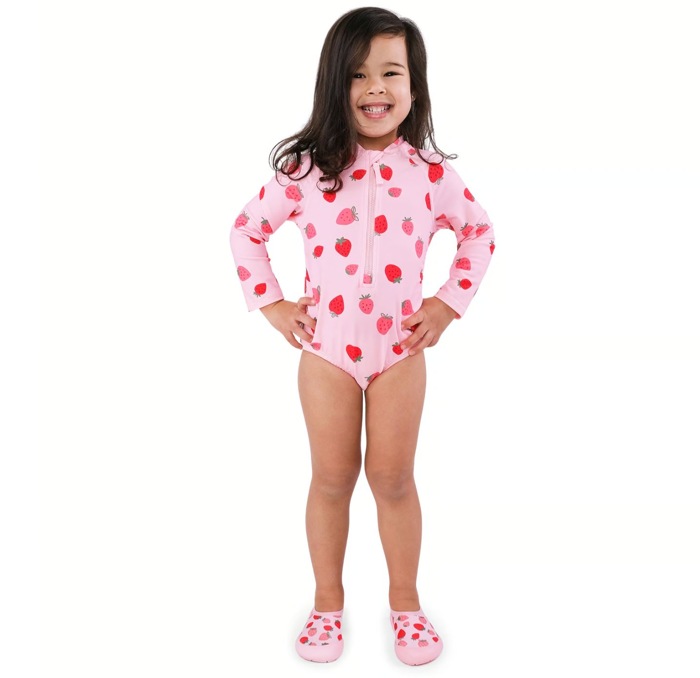 Girls One Piece UV Swimsuit | Pink Strawberry Jan & Jul - enjoykidsus