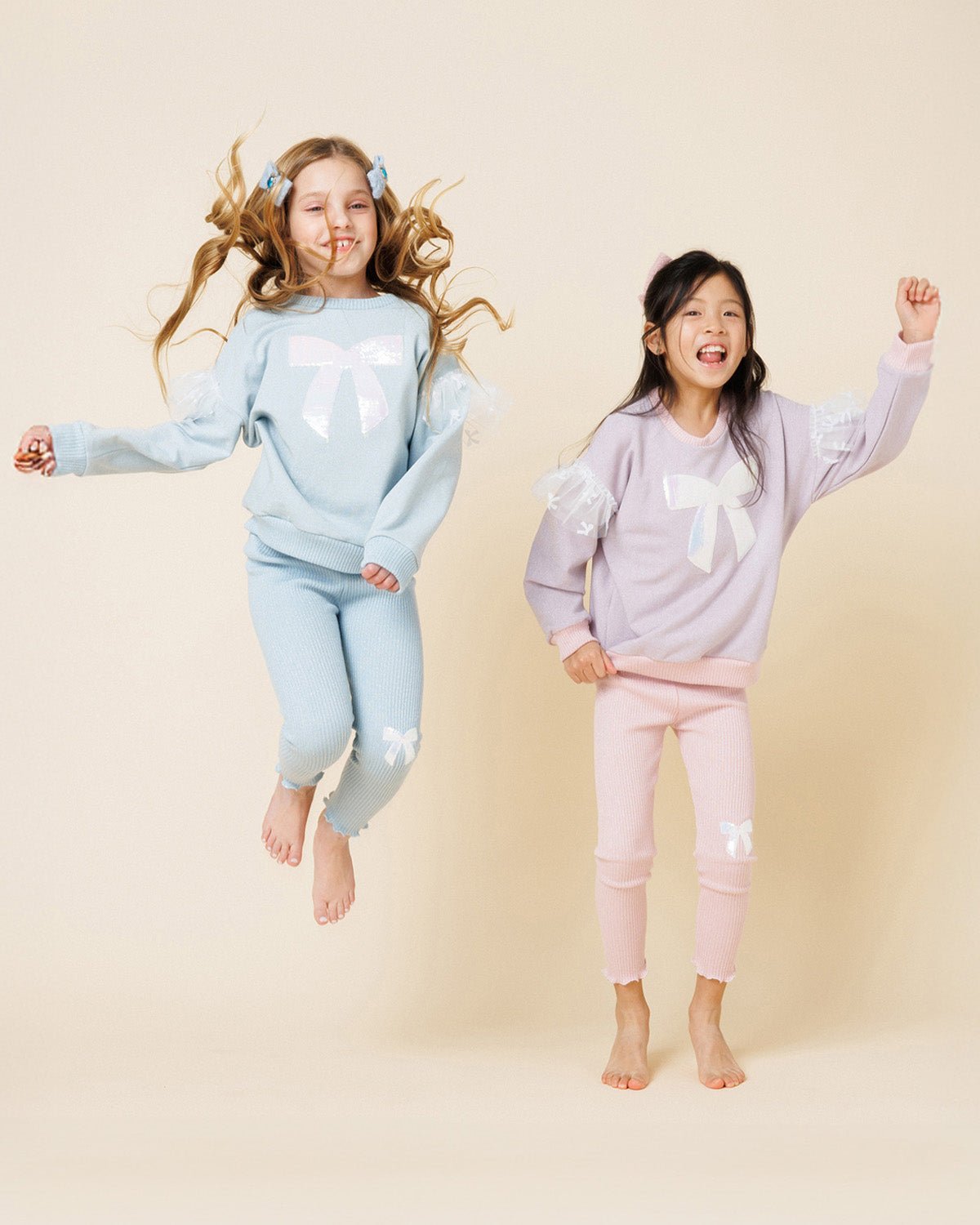 Glitter Bow Frill Sweatshirt Set - Pink Petite Hailey