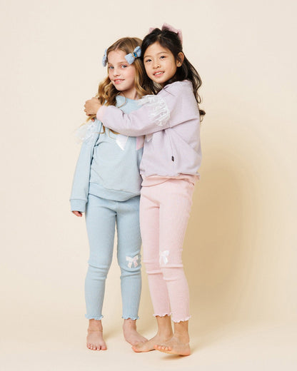 Glitter Bow Frill Sweatshirt Set - Pink Petite Hailey