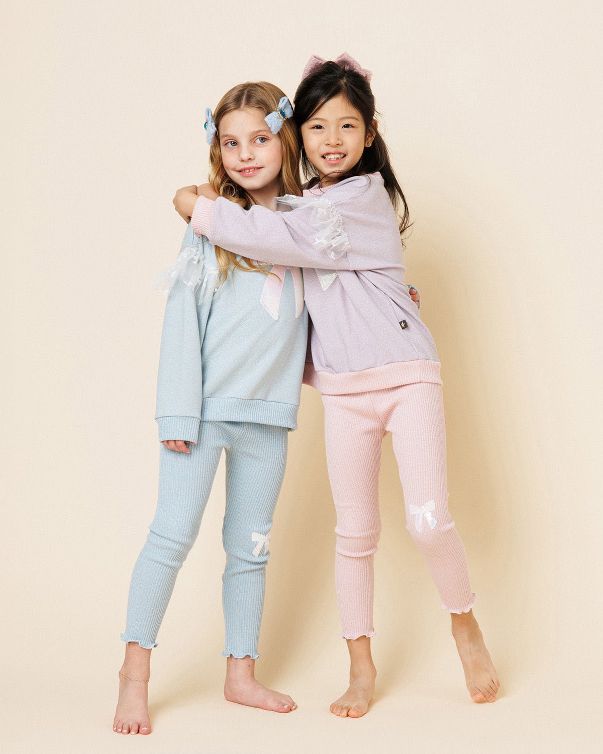 Glitter Bow Frill Sweatshirt Set - Pink Petite Hailey