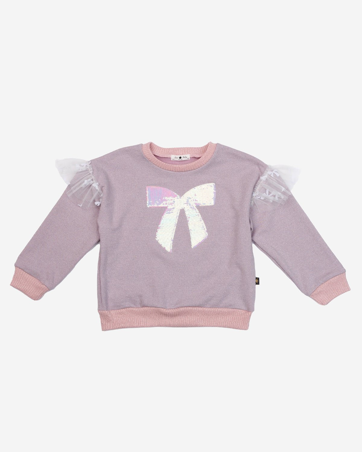 Glitter Bow Frill Sweatshirt Set - Pink Petite Hailey