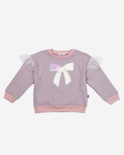 Glitter Bow Frill Sweatshirt Set - Pink Petite Hailey