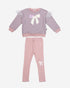 Glitter Bow Frill Sweatshirt Set - Pink Petite Hailey