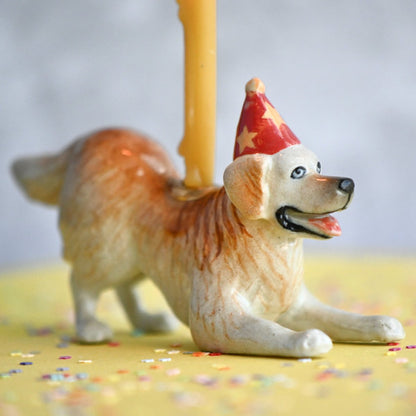 Camp Hollow Golden Retriever Birthday Candle Holder | Porcelain Cake Topper