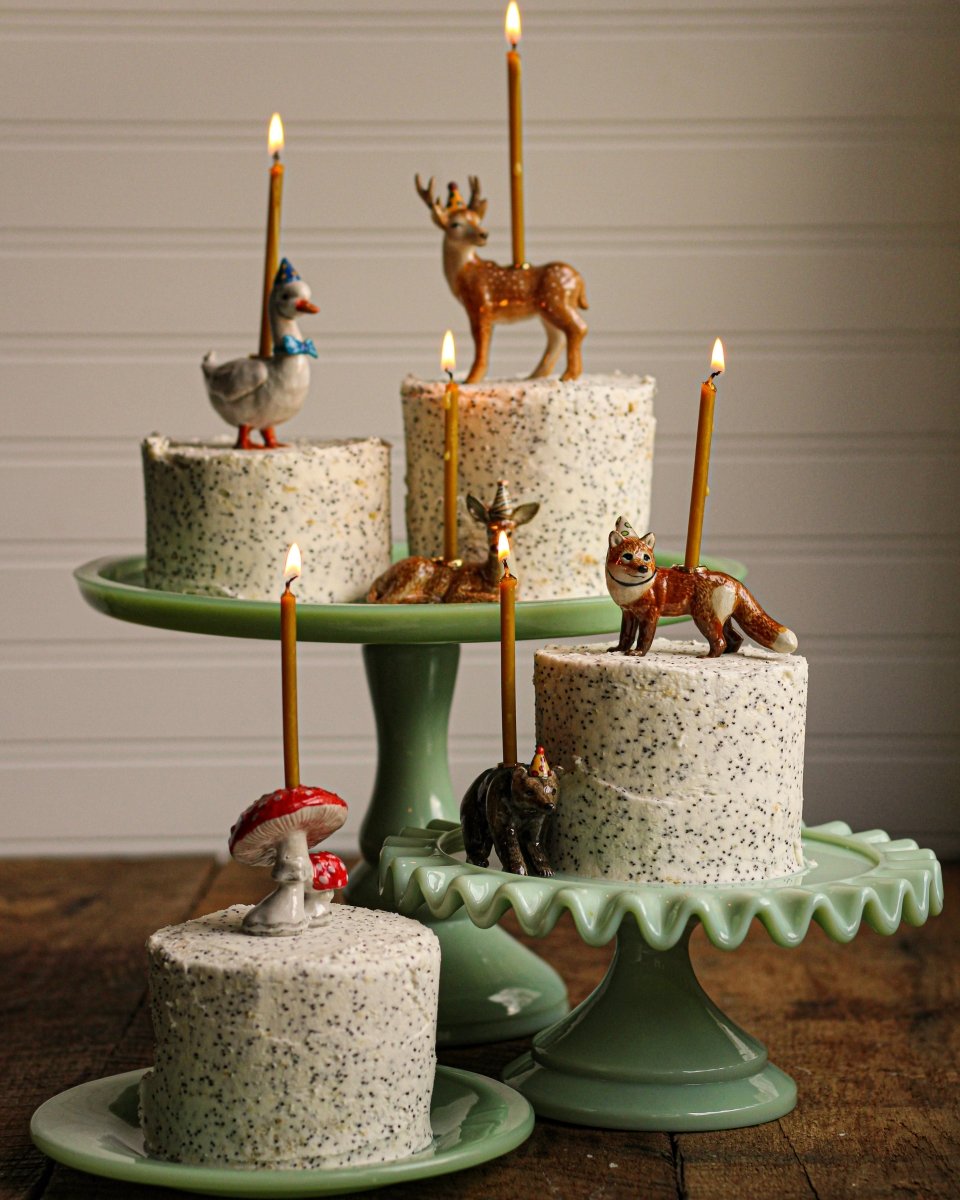 Camp Hollow Blue Goose Birthday Candle Holder | Porcelain Cake Topper