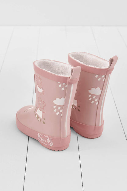 Grass &amp; Air - Peppa Pig Pink Colour - Changing Kids Wellies, Teddy Fleece Grass &amp; Air