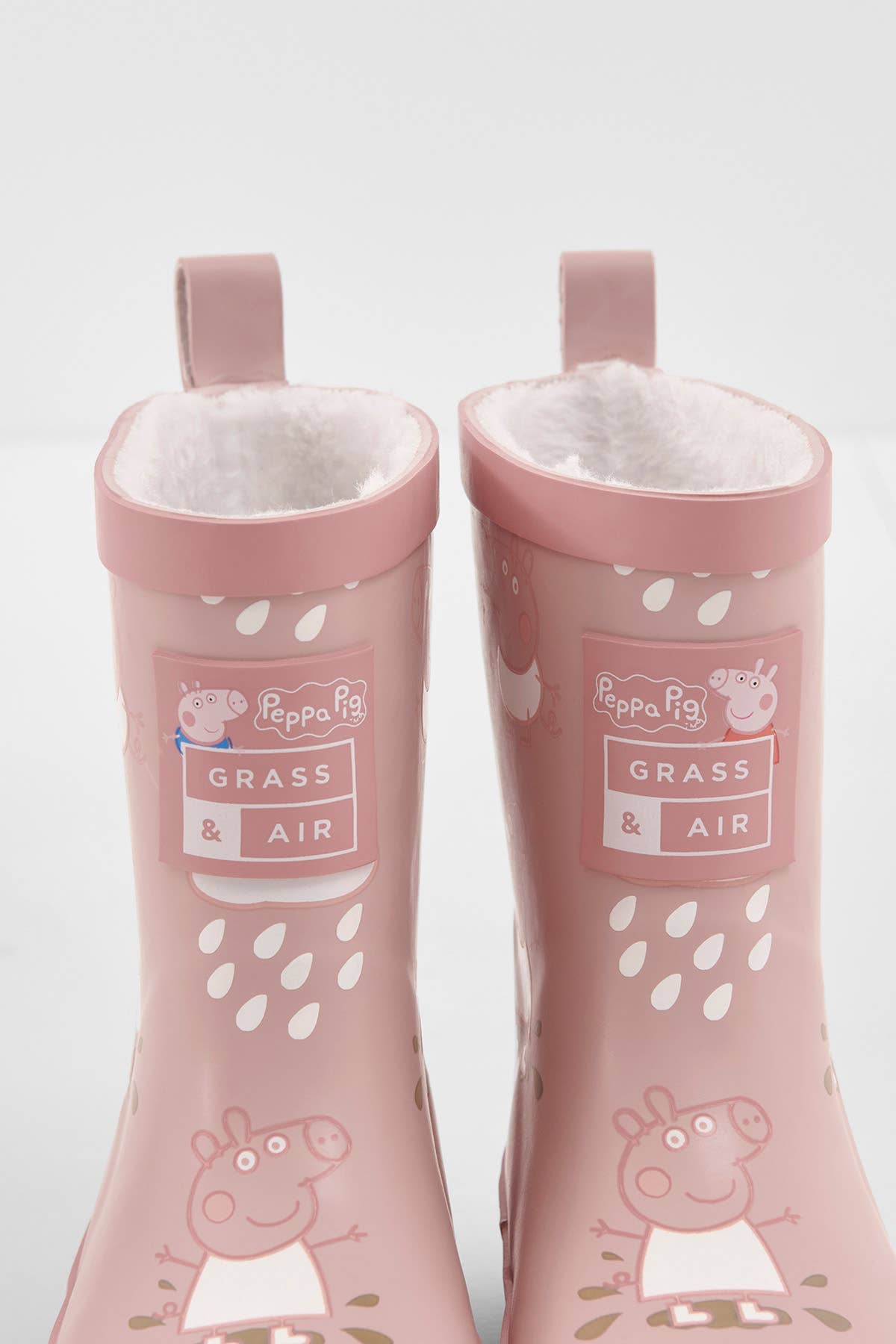 Grass &amp; Air - Peppa Pig Pink Colour - Changing Kids Wellies, Teddy Fleece Grass &amp; Air