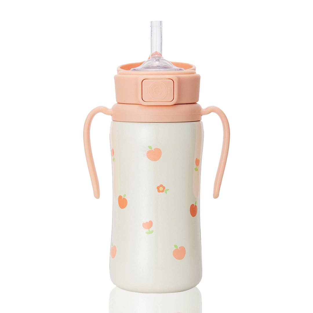 Grosmimi Stainless Steel Straw Cup with Flip Top - 10oz (300ml): Air Balloon_Blue Grosmimi