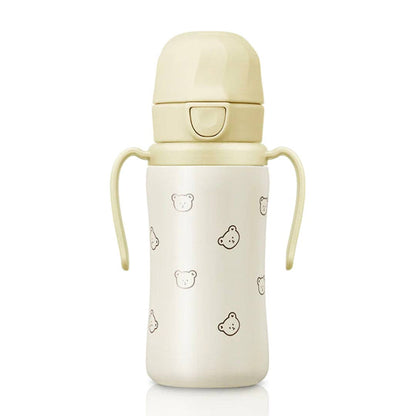 Grosmimi Stainless Steel Straw Cup with Flip Top - 10oz (300ml): Bear_Butter Grosmimi