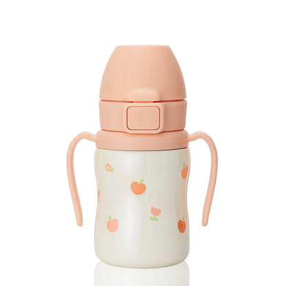 Grosmimi Stainless Steel Straw Cup with Flip Top - 6oz (200ml): Flower_Coral Grosmimi