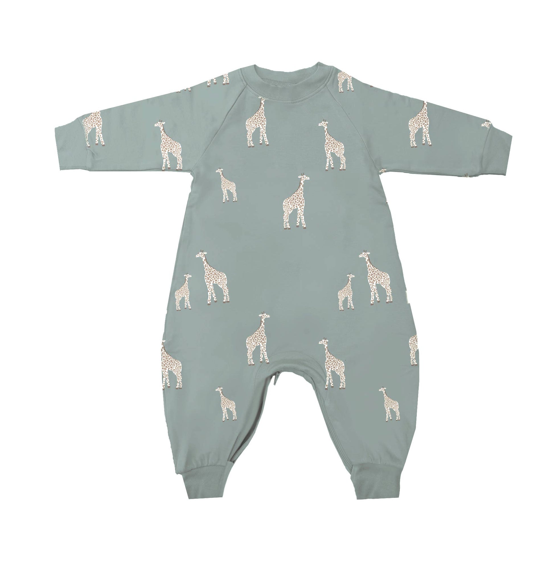 gunamuna - FW24 FLEECE JUMPSUIT: Giraffe Moss gunamuna - enjoykidsus