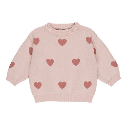 Heart Knit Sweater - Bubblegum Quincy Mae - enjoykidsus